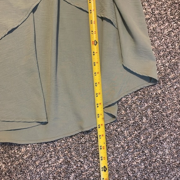 First Love Wrap Dress M Sage Green Maxi Belted Wedding Guest Modest Bridesmaid - Picture 13 of 14